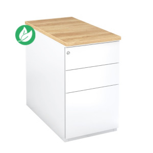 Caisson métal hauteur bureau L.42 x P.80 x H.72 cm - Corps Blanc - Top Chêne Nebraska Caisson métal hauteur bureau L.42 x P.80 x H.72 cm - Corps Blanc - Top Chêne Nebraska