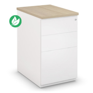 Caisson métal hauteur bureau L.42 x P.80 x H.72 cm - Corps Blanc - Top Chêne Caisson métal hauteur bureau L.42 x P.80 x H.72 cm - Corps Blanc - Top Chêne