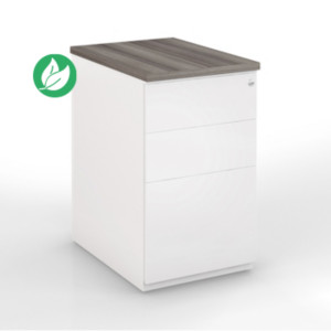 Caisson métal hauteur bureau L.42 x P.80 x H.72 cm - Corps Blanc - Top Cèdre Caisson métal hauteur bureau L.42 x P.80 x H.72 cm - Corps Blanc - Top Cèdre