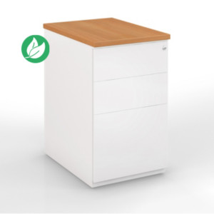 Caisson métal hauteur bureau L.42 x P.80 x H.72 cm - Corps Blanc - Top Hêtre Caisson métal hauteur bureau L.42 x P.80 x H.72 cm - Corps Blanc - Top Hêtre