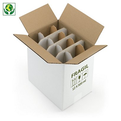 Caixa para azeite com impressão FRÁGIL para 12 garrafas de 250 ml 16x21x25,5 cm - 1