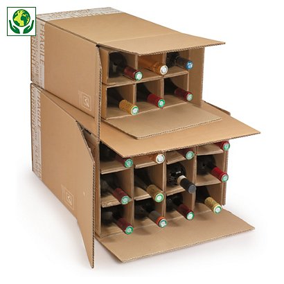 Caixa para envio de 2 garrafas com divisórias reforçadas 22x11,5x39,5 cm - 1
