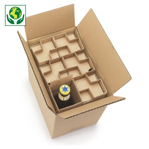 Caixa para expedição de garrafas de 33 cl com proteção interior Caixa para expedição de garrafas de 33 cl com proteção interior