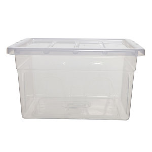 Caja de almacenamiento de plástico con tapa apilable transparente 32 l