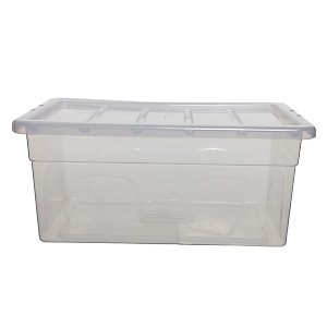 Caja de almacenamiento de plástico con tapa apilable transparente 38 l