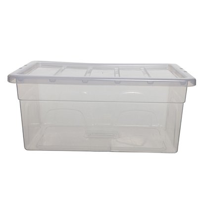 Caja de almacenamiento de plástico con tapa apilable transparente 38 l -  Cajas de Almacenamiento Kalamazoo