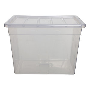 Caja de almacenamiento de plástico con tapa apilable transparente 64 l