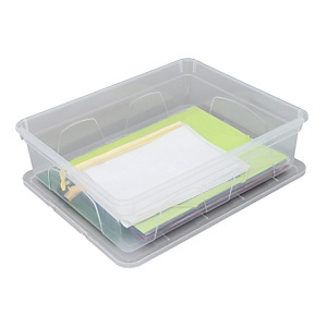 Caja de almacenamiento de plástico con tapa apilable transparente 11 l Caja de almacenamiento de plástico con tapa apilable transparente 11 l