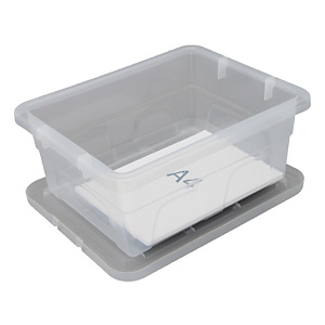 Caja de almacenamiento de plástico con tapa apilable transparente 15 l Caja de almacenamiento de plástico con tapa apilable transparente 15 l