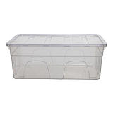Caja de almacenamiento de plástico con tapa apilable transparente 28 l Caja de almacenamiento de plástico con tapa apilable transparente 28 l