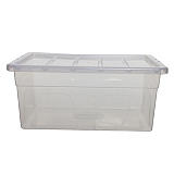 Caja de almacenamiento de plástico con tapa apilable transparente 38 l Caja de almacenamiento de plástico con tapa apilable transparente 38 l