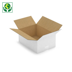 Caja de cartón canal simple blanca 35x25x15cm RAJA®