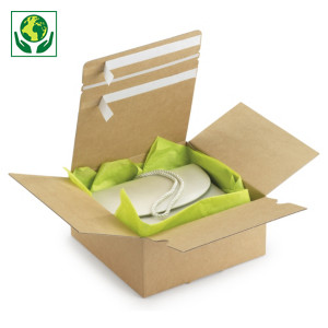 Caja de cartón montaje instantáneo y doble cierre adhesivo "ida y vuelta" RAJA® Caja de cartón montaje instantáneo y doble cierre adhesivo "ida y vuelta" RAJA®