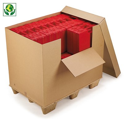 Caja contenedor de cartón con apertura frontal y tapa RAJA® - 1