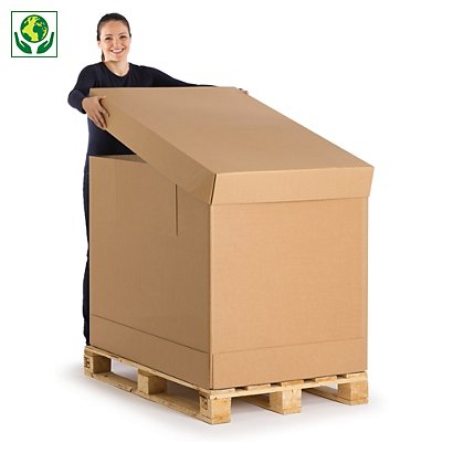 Caja contenedor de cartón montaje instantáneo con tapa - 1