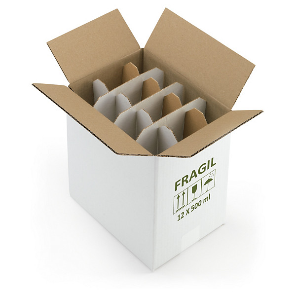 Caja para 12 botellas 500ml aceite de oliva con impresión FRÁGIL - 1