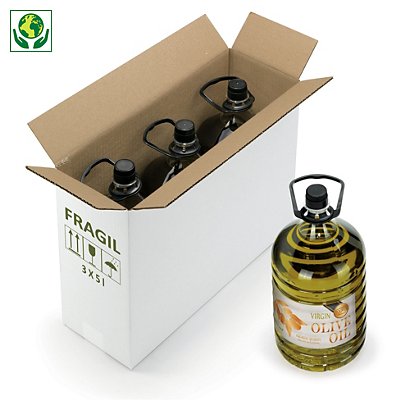 Caja para 3 garrafas aceite de oliva con impresión FRÁGIL - 1