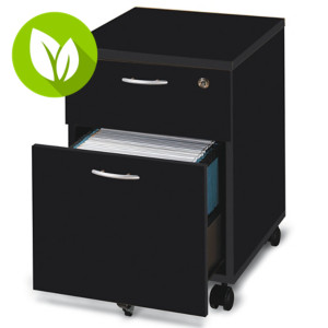 Cajonera 2 cajones, 43 x 52 x 60 cm, montada, negro Cajonera 2 cajones, 43 x 52 x 60 cm, montada, negro