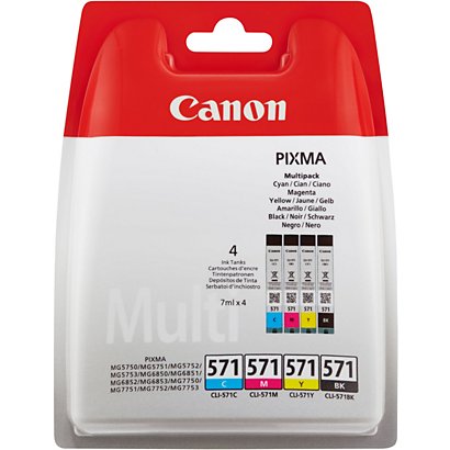 Canon Cartuccia inkjet CLI-571, 0386C004, Nero, Ciano, Magenta, Giallo, Multipack