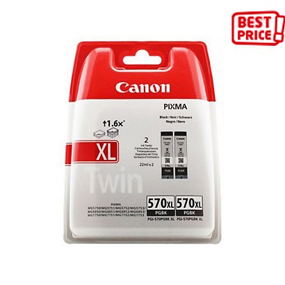 Canon Cartuccia inkjet PGI-570PGBK XL, 0318C007, Nero, Pacco da 2 Alta Capacità
