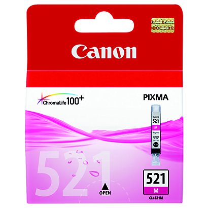 Canon Cartuccia inkjet PIXMA CLI-521 M, 2935B001, Inchiostro ChromaLife 100+, Magenta, Pacco singolo - 1