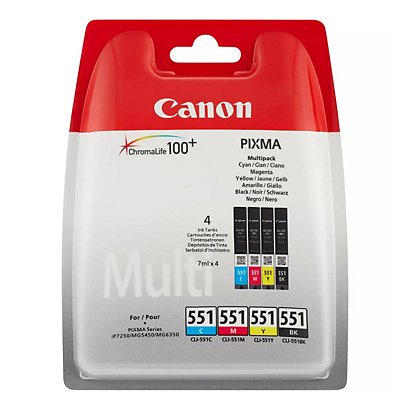 Canon Cartuccia inkjet PIXMA CLI-551, 6509B008, CMYK, Multipack