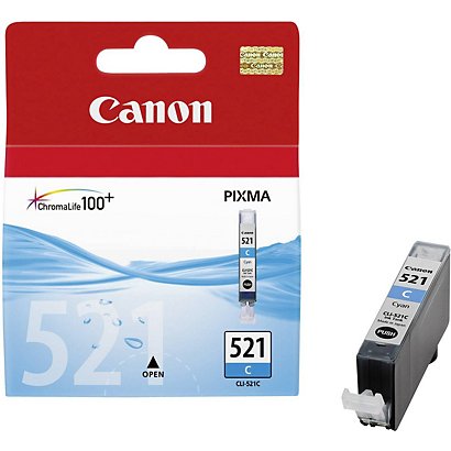 Canon CLI-521 C, 2934B001, Cartucho de Tinta, ChromaLife100+, PIXMA, Cian