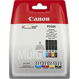 Canon CLI-551 Cartouche d'encre authentique 6509B009 - Pack Noir + Couleurs