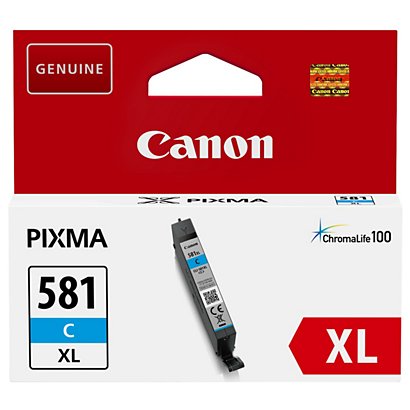 Canon CLI-581 XL C, 1996C001, Cartucho de Tinta, ChromaLife100+, PIXMA, Cian, Alta capacidad - 1