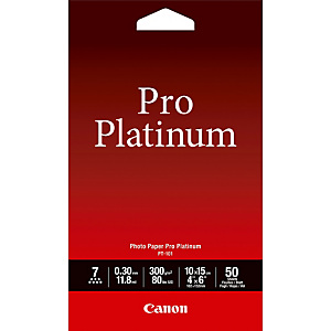 Canon Papier photo 4 × 6' (10 × 15 cm) Pro Platinum PT-101 - 50 feuilles, 300 g/m², 11.8 µm, 50 feuilles, 4' x 6', 98 % 2768B014 Canon Papier photo 4 × 6' (10 × 15 cm) Pro Platinum PT-101 - 50 feuilles, 300 g/m², 11.8 µm, 50 feuilles, 4' x 6', 98 % 2768B014