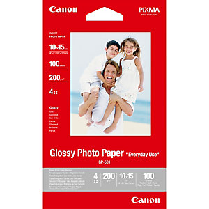 Canon Papier photo brillant 4 × 6 po (10 × 15 cm) GP-501 - 100 feuilles, Gloss, 210 g/m², 100 feuilles, 210 µm, 100 mm, 150 mm 0775B003