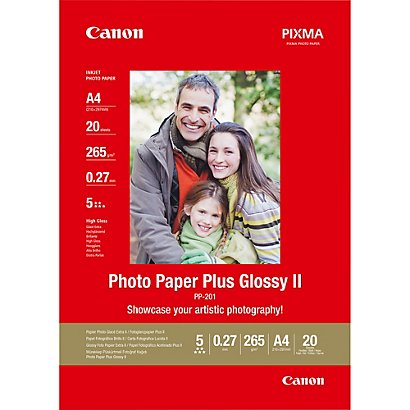 Canon Papier photo brillant extra II A4 PP-201 - 20 feuilles, Gloss, 260 g/m², A4, Blanc, 20 feuilles, - Bubble Jet: BJC 8200 Photo, i250, i320, i350,
