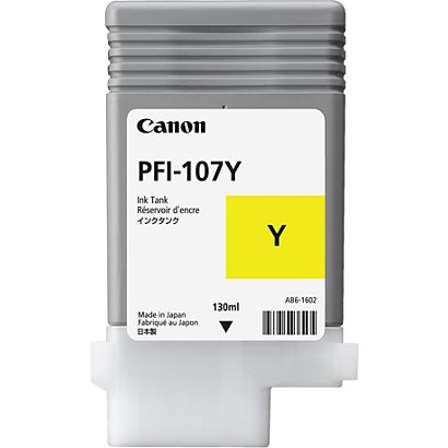 Canon PFI-107 Y, 6708B001, Depósito de Tinta, Amarillo, Paquete Unitario - 1