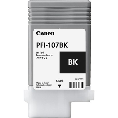 Canon PFI-107 BK, 6705B001, Cartucho de Tinta, Negro, Paquete Unitario
