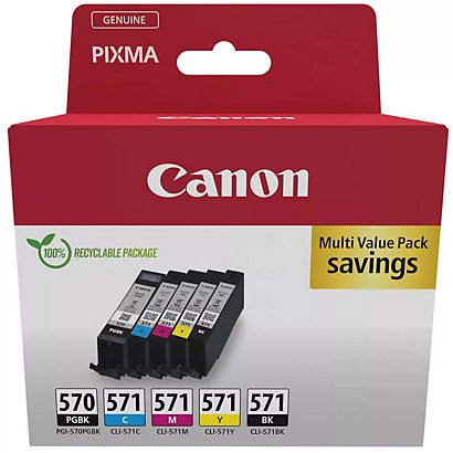 Canon PGI-570 / CLI-571 Cartouche d'encre authentique 0372C006 - Pack 5 couleurs