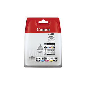Canon PGI-580 PGBK/CLI-581 CMYBK Cartouche d'encre authentique grande capacité 2078C005 - Pack 5 couleurs