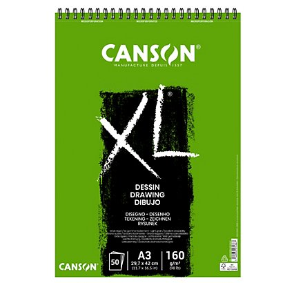 CANSON Album spiralato lato corto XL drawing - A3 - 160 gr - 50 fogli - 1