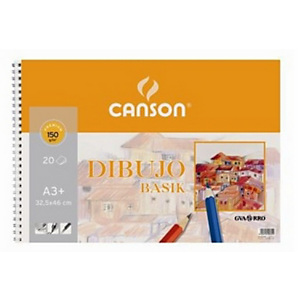 CANSON Basik Bloc de dibujo, A3+, 20 hojas, liso, 150 g/m²