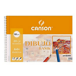 CANSON Basik Bloc de dibujo, A4+, 20 hojas, liso, 150 gr/m²