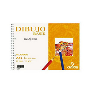 CANSON Basik Bloc de dibujo, A4+, 20 hojas, liso, 2 taladros, 130 gr/m²