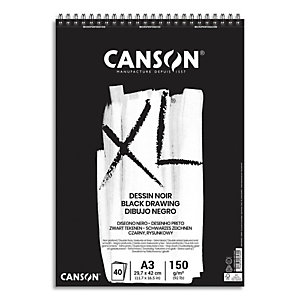 CANSON Bloc de 40 feuilles de papier XL DESSIN Noir 150g A3