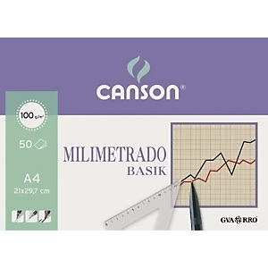 CANSON Bloc de dibujo, Milimetrado, 50 hojas, 100 g/m², encolado, A4 CANSON Bloc de dibujo, Milimetrado, 50 hojas, 100 g/m², encolado, A4