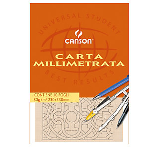 CANSON Blocco carta opaca millimetrata - 230x330mm - 10 fogli - 80gr