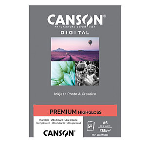 CANSON Carta Inkjet Premium - 10 x 15 cm - 255 gr - 50 fogli - lucida