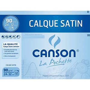 CANSON Pochette de 12 feuilles 24x32cm papier calque 70g. Avec pastilles repositionnables CANSON Pochette de 12 feuilles 24x32cm papier calque 70g. Avec pastilles repositionnables