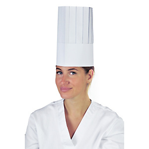Cappello da cuoco monouso in carta, Taglia unica, Bianco (confezione 100 pezzi) Cappello da cuoco monouso in carta, Taglia unica, Bianco (confezione 100 pezzi)