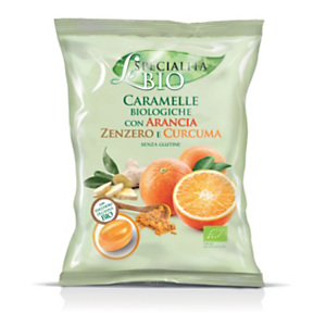 Caramelle Biologiche con Arancia, Zenzero e Curcuma Le Specialità Bio (busta 80 grammi) Caramelle Biologiche con Arancia, Zenzero e Curcuma Le Specialità Bio (busta 80 grammi)