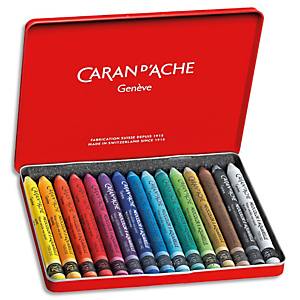 CARAN D'ACHE Boîte métal de 15 couleurs assorties Pastel à la cire aquarellable CLASSIC NEOCOLOR II