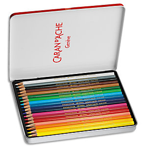 CARAN D'ACHE Boîte métal de 18 crayons de couleur Aquarellable SWISSCOLOR METAL SWISS DRAPEAU