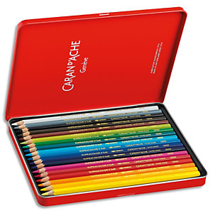 CARAN D'ACHE Boîte métal de 18 crayons de couleur Aquarellables SUPRACOLOR